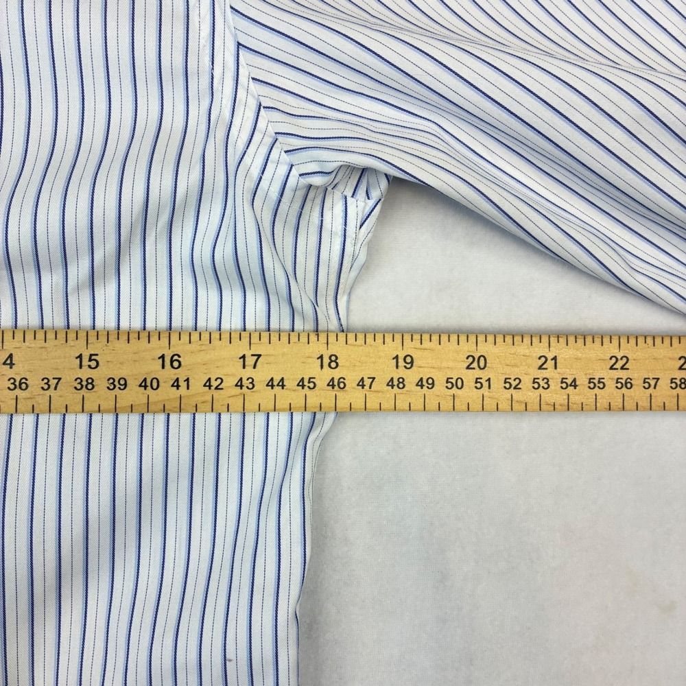 Hawes‎ & Curtis Dress Shirt Mens 15/33 Blue White Stripe Extra Slim Fit Non-Iron - Picture 5 of 9